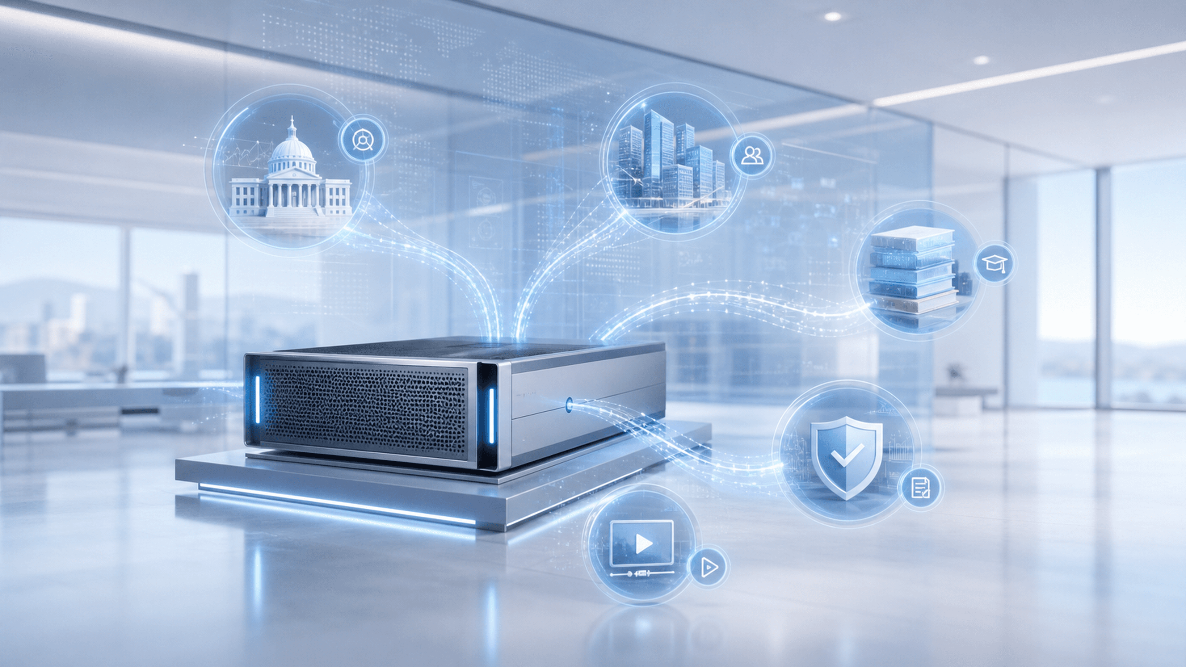Spark AI solutions hero image with appliance, industry knowledge network, and enterprise data flows